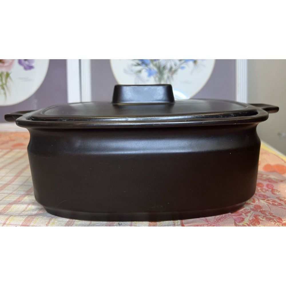 Doverstone England Casserole Lid Brown Rectangle Baking Serving Dish Vtg 1970s
